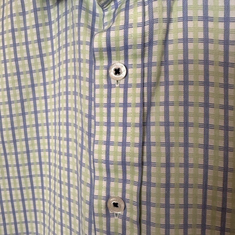 English Laundry Blue White Green Dress Shirt 16 1/2 34 - 35 Embroidered Logo LG - Picture 5 of 16